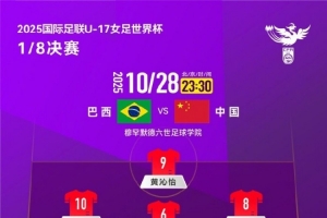 2025國際足聯(lián)U17女足世界杯1/8決賽，巴西隊(duì)VS中國隊(duì)首發(fā)名單出爐