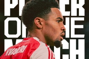 打入一球！恩瓦內(nèi)里被評為阿森納2-0布萊頓隊(duì)內(nèi)全場最佳