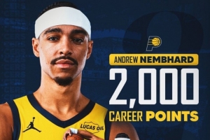 小里程碑！內(nèi)姆哈德常規(guī)賽生涯總得分突破2000大關(guān)