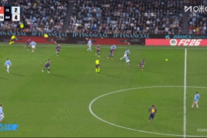 可惜?。≠M(fèi)爾明前場(chǎng)壓迫對(duì)方中衛(wèi)搶出機(jī)會(huì)，亞馬爾單刀打門中柱