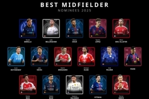 環(huán)足獎(jiǎng)2025年最佳中場(chǎng)候選：維爾茨、若昂·內(nèi)維斯、佩德里在列
