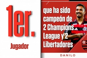奪得2次歐冠冠軍+2次南美解放者杯冠軍，達尼洛是歷史首人