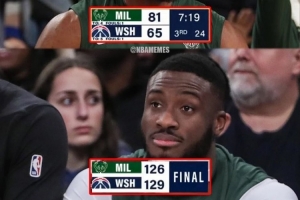 從領(lǐng)先16分到3分輸球！雄鹿慘遭奇才翻盤(pán) 字母哥哥展現(xiàn)表情管理