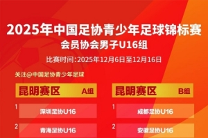 2025年中國(guó)足協(xié)青少年足球錦標(biāo)賽會(huì)員協(xié)會(huì)男子U16組分組、賽程表