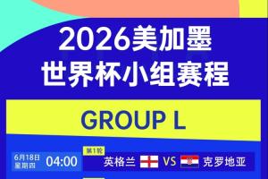 世界杯L組賽程：英格蘭vs克羅地亞6月18日4點(diǎn)，英格蘭均凌晨出戰(zhàn)