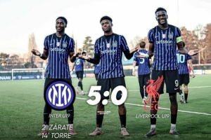 青年歐冠國米5-0擊敗利物浦，晉級該賽事32強